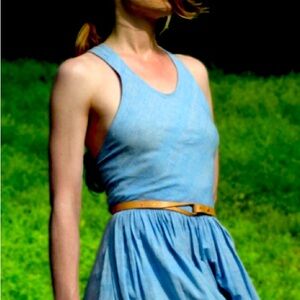 MAP OF DAYS SKINNY LOOP LEATHER BELT BROWN Medium (34.5-37.5”)